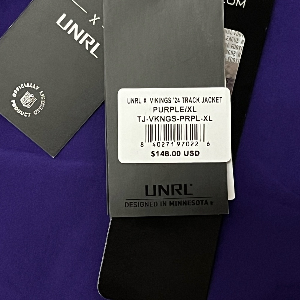 UNRL Vikings Purple Track Jacket - Picture 9 of 11